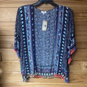 Umgee Multicolor Patterned Kimono Lightweight Cardigan M/L